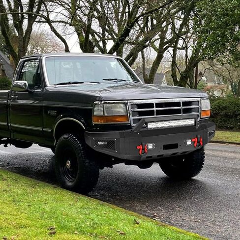 Front Bumper Compatible with 2017 2018 2019 2020 2021 2022 F250 F350 F450 with Winch Plate, LED Lights, and D-rings in Kuwait