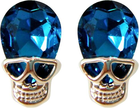 Navachi 18K Gold Plated Vintage Halloween موضوع هيكل عظمي جمجمة تم إنشاؤها الأوبئة من الكريستال السوداء المتدلي in Saudi Arabia