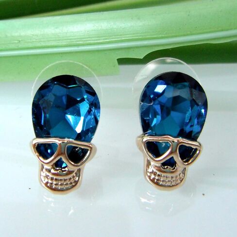 Navachi 18K Gold Plated Vintage Halloween موضوع هيكل عظمي جمجمة تم إنشاؤها الأوبئة من الكريستال السوداء المتدلي in Saudi Arabia