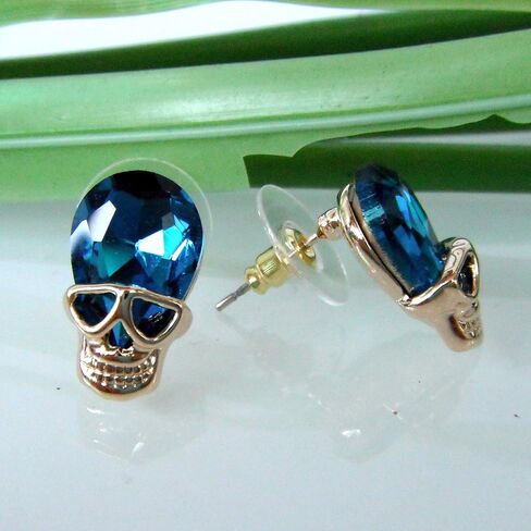 Navachi 18K Gold Plated Vintage Halloween موضوع هيكل عظمي جمجمة تم إنشاؤها الأوبئة من الكريستال السوداء المتدلي in Saudi Arabia