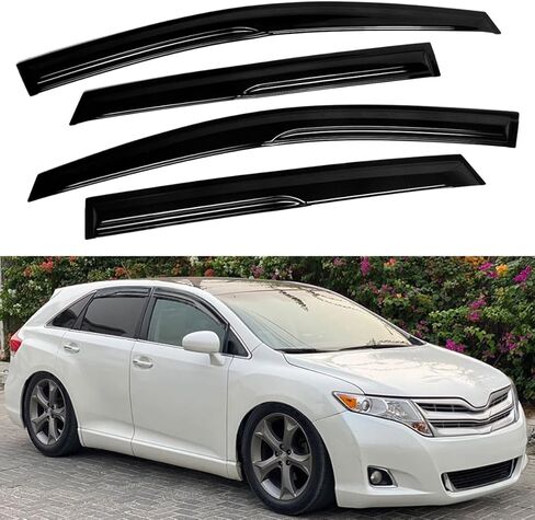 Premium M Style 3D Wavy Aero Sport Gloss Black Window Fisor Difflector Deflector for 2008-2016 Toyota Venza in Kuwait