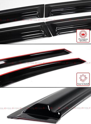 Premium M Style 3D Wavy Aero Sport Gloss Black Window Fisor Difflector Deflector for 2008-2016 Toyota Venza in Kuwait