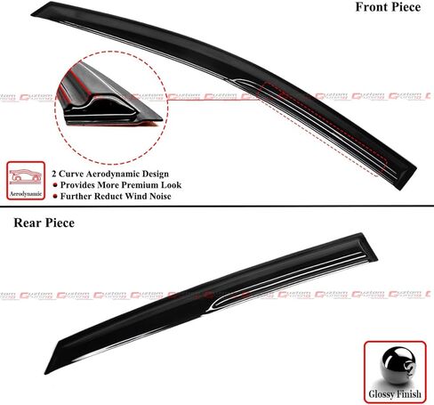 Premium M Style 3D Wavy Aero Sport Gloss Black Window Fisor Difflector Deflector for 2008-2016 Toyota Venza in Kuwait