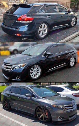 Premium M Style 3D Wavy Aero Sport Gloss Black Window Fisor Difflector Deflector for 2008-2016 Toyota Venza in Kuwait