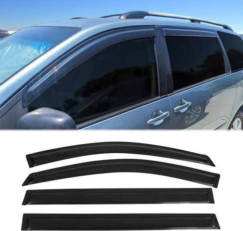 FreeMotor802 Tape-on Window Deflectors متوافقة مع 2004-2010 Toyota Sienna ، أقنعة أحواض المطر الجانبية المنحرفون في الرياح تنفيس الأوساط in Saudi Arabia