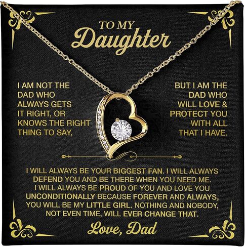 To My Daughter Necklace From Dad, Birthday Gift for Daughter from Dad With Inspirational Message Card And Gift Box in Saudi Arabia