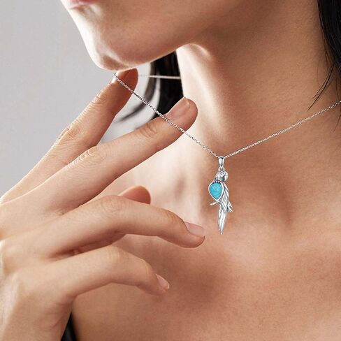 Vintage Owl/Parrot/Turtle/Phoenix with Genuine Turquoise Necklace 925 Sterling Silver Animal with Green Turquoise Pendant Necklace with 18+2 inch Chain for Women Gifts in Kuwait