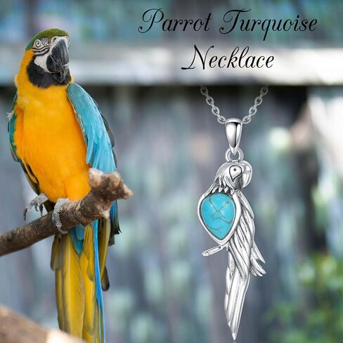Vintage Owl/Parrot/Turtle/Phoenix with Genuine Turquoise Necklace 925 Sterling Silver Animal with Green Turquoise Pendant Necklace with 18+2 inch Chain for Women Gifts in Kuwait