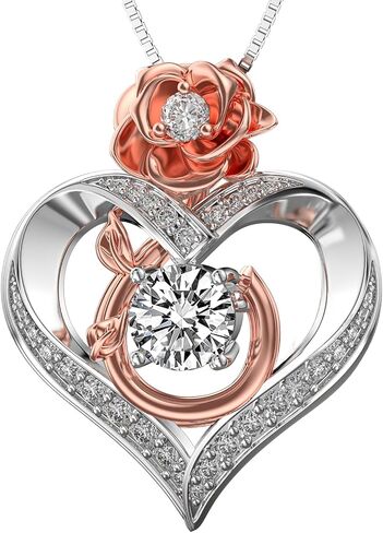 1 Carat Moissanite Necklace for Women, 925 Sterling Silver Rose Heart Pendant Necklace Lab Created Diamond Necklace, Birthday Gift Anniversary Present for Wife, Girlfriend, Daughter, Mom in Saudi Arabia