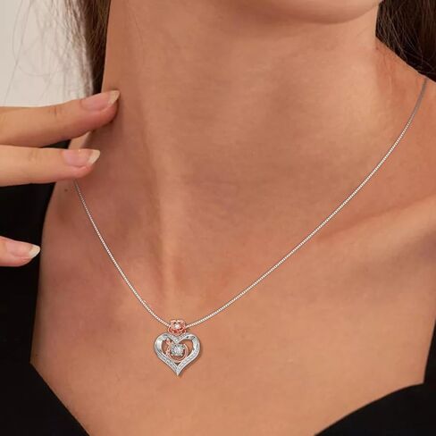1 Carat Moissanite Necklace for Women, 925 Sterling Silver Rose Heart Pendant Necklace Lab Created Diamond Necklace, Birthday Gift Anniversary Present for Wife, Girlfriend, Daughter, Mom in Saudi Arabia