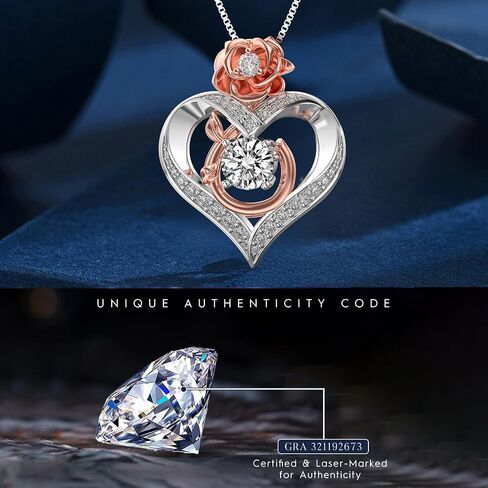 1 Carat Moissanite Necklace for Women, 925 Sterling Silver Rose Heart Pendant Necklace Lab Created Diamond Necklace, Birthday Gift Anniversary Present for Wife, Girlfriend, Daughter, Mom in Saudi Arabia