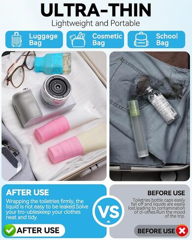 8 Pack Silicone Bottle Covers,Elastic Sleeves for Leak Proofing,Travel Essentials for Women Men,Travel Size Toiletries,Cruise Ship Essentials, Accessories Luggage, Travel Must Haves in Saudi Arabia