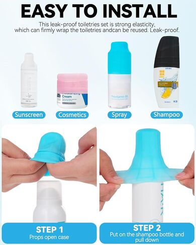 8 Pack Silicone Bottle Covers,Elastic Sleeves for Leak Proofing,Travel Essentials for Women Men,Travel Size Toiletries,Cruise Ship Essentials, Accessories Luggage, Travel Must Haves in Saudi Arabia
