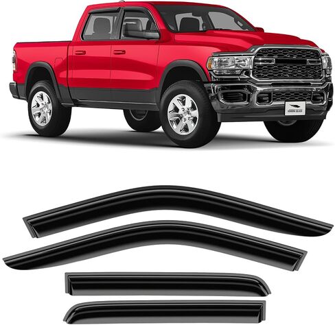 Voron Glass Tape-on Extra Durable Rain Guards for Ram 2500/3500 2011-2025 Crew Cab, Window Deflectors, Vent Window Visors, 4 Pieces - 100279 in Kuwait
