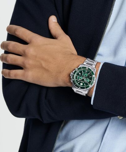 ساعة موفادو سيريز 800 للرجال - حركة كرونوغراف كوارتز سويسرية، سوار من الفولاذ المقاوم للصدأ - مقاومة للماء حتى 20 ATM - ساعة رياضية فاخرة للرجال - مستوحاة من الغواص - 42 ملم in Kuwait