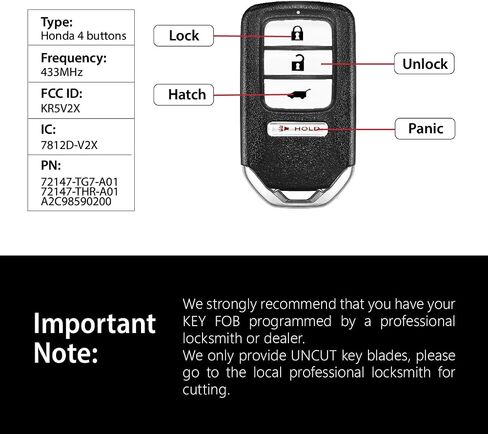 استبدال لعام 2017 2018 2019 2020 Honda Civic Odyssey Pilot LX CR V KEY FOB التحكم عن بُعد KR5V2X 4 أزرار 433MHz in Saudi Arabia