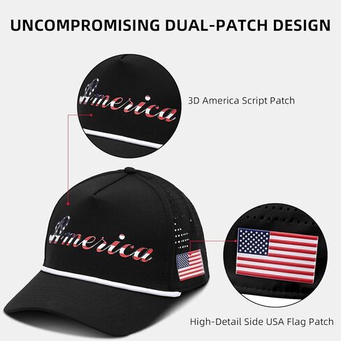 Matsuba America Script & Flag Hat - PVC مريحة منحنية 5 لوحة حبل قبعة مع Snapback للتنفس in Saudi Arabia