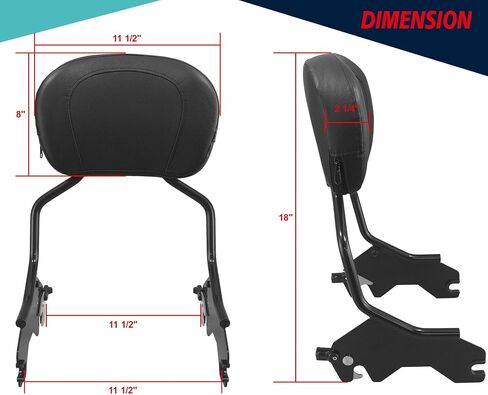 YHMOTO Detachable Sissy Bar Upright Passenger Backrest With Docking Hardware Kit Fit For Harley Low Rider FXLR Sport Glide FLSB S FXL S FXLTS ST FXLRST EL DIABLO FXRST 2018-2024 (Black) in Kuwait