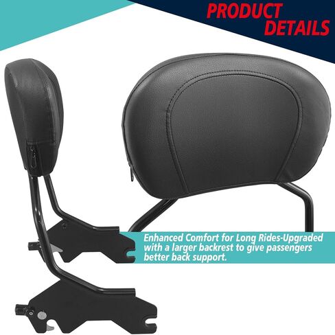 YHMOTO Detachable Sissy Bar Upright Passenger Backrest With Docking Hardware Kit Fit For Harley Low Rider FXLR Sport Glide FLSB S FXL S FXLTS ST FXLRST EL DIABLO FXRST 2018-2024 (Black) in Kuwait