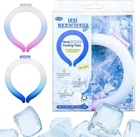Ice Ring，Neck Cooling Tube, Hands Free Cooling, Quick Freeze Gel, Wearable Body Coolers for Hot Weather, Reusable, Adjustable Fit (Gradient Blue) in Saudi Arabia