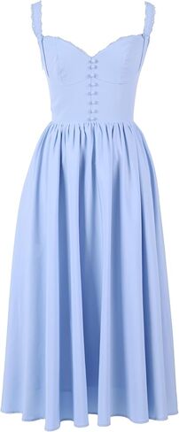 Summer Corset Midi Dress Formal Flowy A Line Lace Spaghetti Strap Wedding Guest Dresses for Women Sundress with Pockets in Kuwait