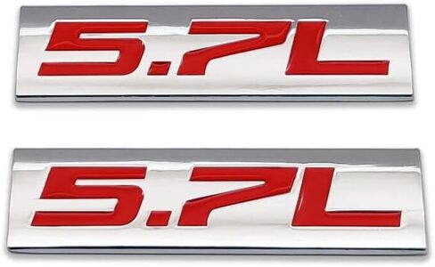 Metal Emblem CAR Bumper Trunk Fender Decal Logo Badge Chrome RED 5.7L 5.7 L (Black Red) in Saudi Arabia