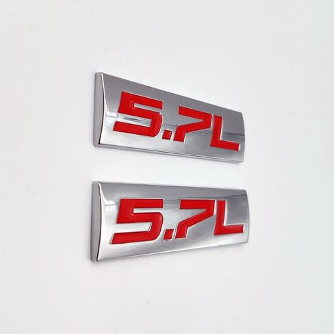 Metal Emblem CAR Bumper Trunk Fender Decal Logo Badge Chrome RED 5.7L 5.7 L (Black Red) in Saudi Arabia