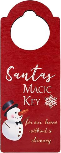 Christmas Snowman Wooden Door Knob Ornament, Holiday Handle Tag, Festive Decor for Home, Wood Door Hanger for Christmas Celebrations in Saudi Arabia