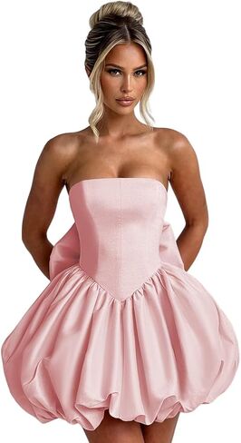 Satin Homecoming Dresses with Bow Strapless Short Graduation Dress A Line Cocktail Party Dress XOD0451 in Saudi Arabia