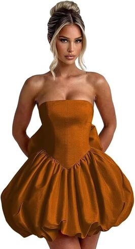 Satin Homecoming Dresses with Bow Strapless Short Graduation Dress A Line Cocktail Party Dress XOD0451 in Saudi Arabia