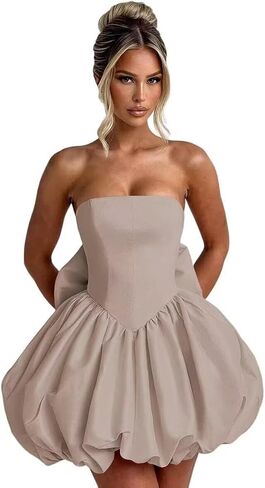 Satin Homecoming Dresses with Bow Strapless Short Graduation Dress A Line Cocktail Party Dress XOD0451 in Saudi Arabia