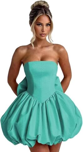 Satin Homecoming Dresses with Bow Strapless Short Graduation Dress A Line Cocktail Party Dress XOD0451 in Saudi Arabia