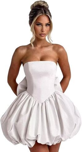 Satin Homecoming Dresses with Bow Strapless Short Graduation Dress A Line Cocktail Party Dress XOD0451 in Saudi Arabia