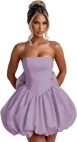 Satin Homecoming Dresses with Bow Strapless Short Graduation Dress A Line Cocktail Party Dress XOD0451 in Saudi Arabia