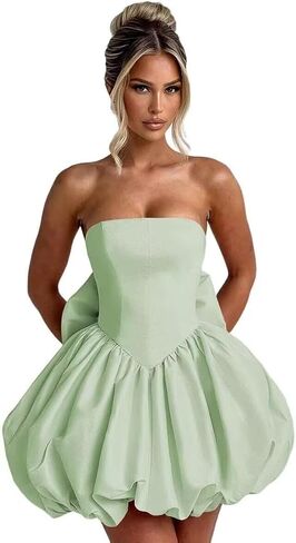 Satin Homecoming Dresses with Bow Strapless Short Graduation Dress A Line Cocktail Party Dress XOD0451 in Saudi Arabia