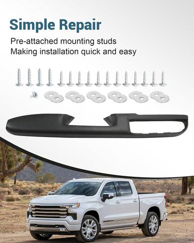 80994 Front Driver Side Armrest Repair (Left) Compatible with GMC Sierra Yukon 2010-2014 for Chevrolet Chevy Silverado Suburban Tahoe Avalanche with Door Release Handle Above Armrest, Black, 27in in Kuwait