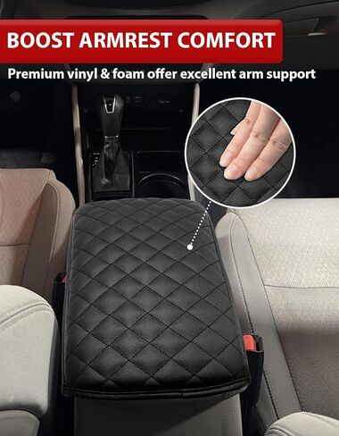 KBH Center Console Armrest Cover for 2017 2018 2019 2020 2021 Hyundai Tucson, Middle Console Arm Rest Lid Protector Cushion Pad, PU Leather Trim, Anti-Scratch, Black in Saudi Arabia
