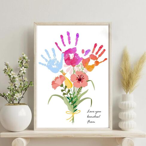Physkoa DIY Handprint Flower Craft Kit for Kids–12"x16" Art Gift with Wood Frame–Keepsake for Mom or Grandma–Meaningful Birthday or Thank You Gift (2 Art Styles Included) in Saudi Arabia