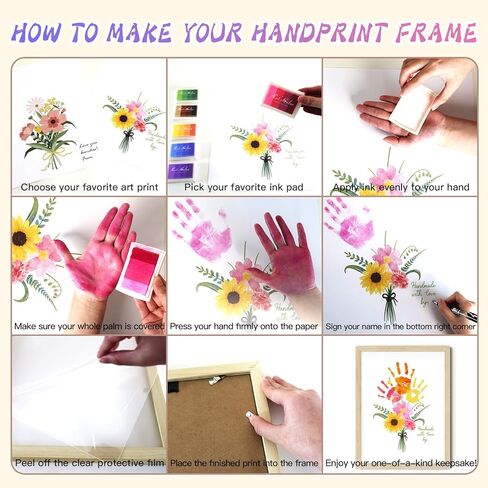 Physkoa DIY Handprint Flower Craft Kit for Kids–12"x16" Art Gift with Wood Frame–Keepsake for Mom or Grandma–Meaningful Birthday or Thank You Gift (2 Art Styles Included) in Saudi Arabia