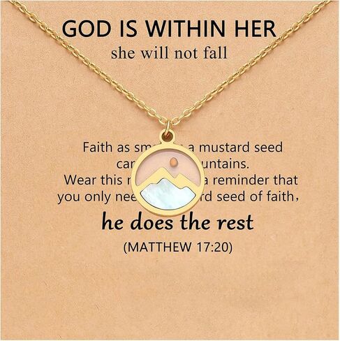 Christian Mustard Seed Necklace for Women Stainless Steel Faith Pendant Chain Bible Verse Jewelry Inspirational Religious Gifts for Believers in Saudi Arabia
