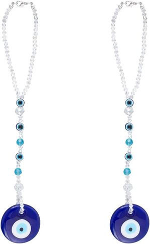 CRASPIRE 2PCS HAMSA HAND HANDANT HAND of MIRIAM مع شريرة العين الشنق زخرفة زخرفة قلادة زرقاء محظوظ حماية سبيكة الملحقات المينا الهدية للسيارة in Kuwait