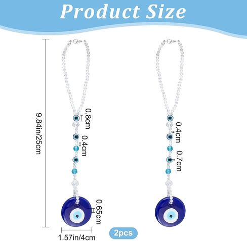 CRASPIRE 2PCS HAMSA HAND HANDANT HAND of MIRIAM مع شريرة العين الشنق زخرفة زخرفة قلادة زرقاء محظوظ حماية سبيكة الملحقات المينا الهدية للسيارة in Kuwait