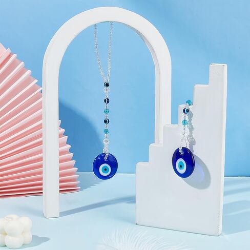CRASPIRE 2PCS HAMSA HAND HANDANT HAND of MIRIAM مع شريرة العين الشنق زخرفة زخرفة قلادة زرقاء محظوظ حماية سبيكة الملحقات المينا الهدية للسيارة in Kuwait