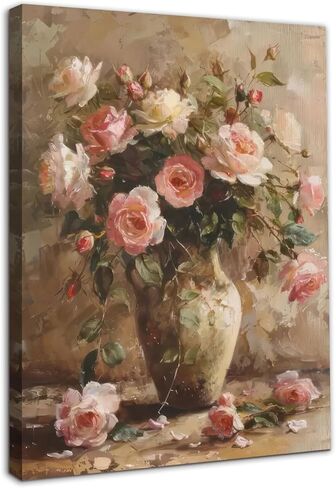 قماشية زهرة قديمة الجدار الفن الفرنسي الأزهار في مزهرية المطبوعات اللوحة الزيتية لغرفة نوم غرفة المعيشة 12x16 في غير مؤطر in Kuwait