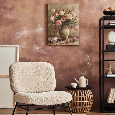 قماشية زهرة قديمة الجدار الفن الفرنسي الأزهار في مزهرية المطبوعات اللوحة الزيتية لغرفة نوم غرفة المعيشة 12x16 في غير مؤطر in Kuwait