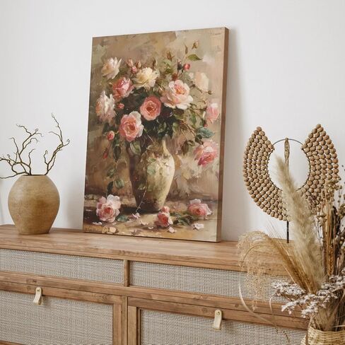 قماشية زهرة قديمة الجدار الفن الفرنسي الأزهار في مزهرية المطبوعات اللوحة الزيتية لغرفة نوم غرفة المعيشة 12x16 في غير مؤطر in Kuwait