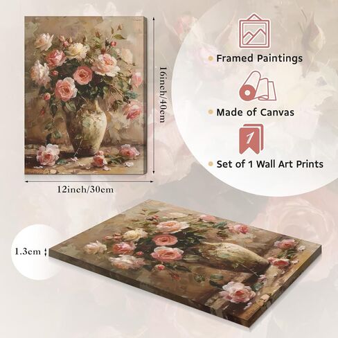 قماشية زهرة قديمة الجدار الفن الفرنسي الأزهار في مزهرية المطبوعات اللوحة الزيتية لغرفة نوم غرفة المعيشة 12x16 في غير مؤطر in Kuwait