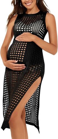 Summer Mae Maternity Women's Crochet Swimsuit Cover Up Sleeveless Hollow Knit Bikini Bathing Suit Beach Dress in Kuwait