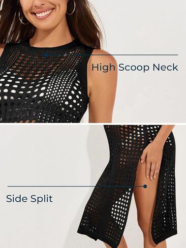 Summer Mae Maternity Women's Crochet Swimsuit Cover Up Sleeveless Hollow Knit Bikini Bathing Suit Beach Dress in Kuwait