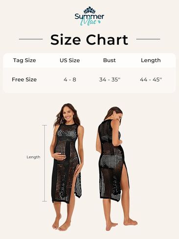 Summer Mae Maternity Women's Crochet Swimsuit Cover Up Sleeveless Hollow Knit Bikini Bathing Suit Beach Dress in Kuwait